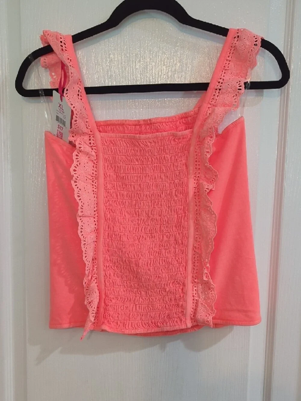 Justice Coral Ruffle Smocked Tank Top Sz XL 16/18
